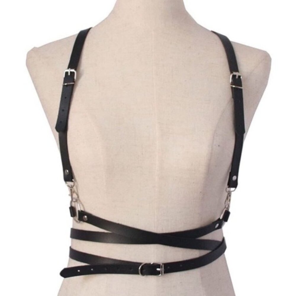 Leather Black Straps Harness New
